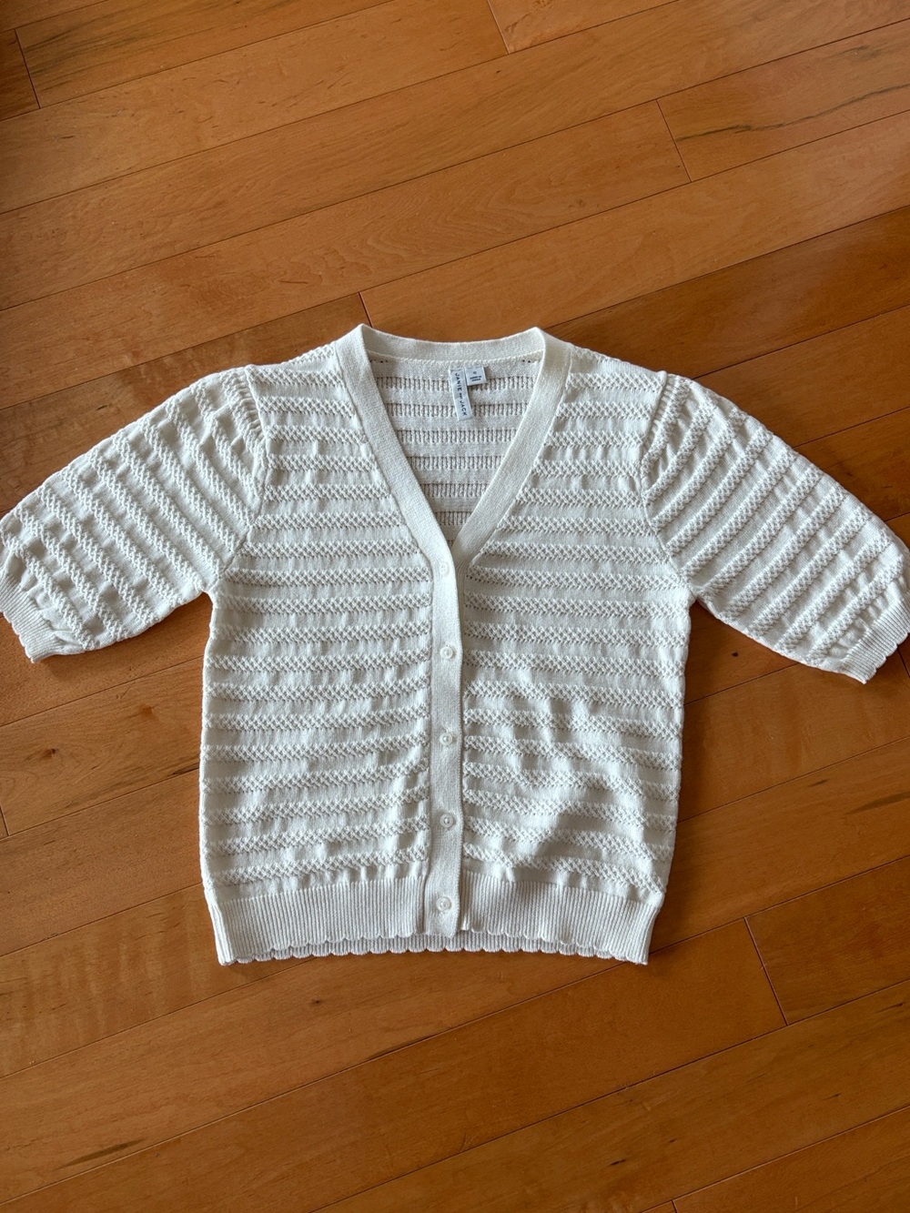 Janie and Jack Girls Sz 12 Pointelle Puff Sleeve Cardigan
